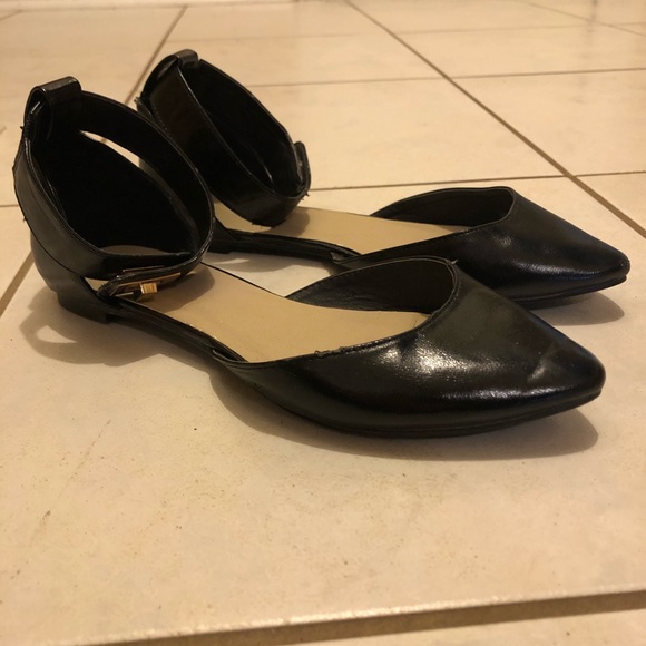 ASOS Black Flats with Gold Buckle Strap - Picture 5 of 7